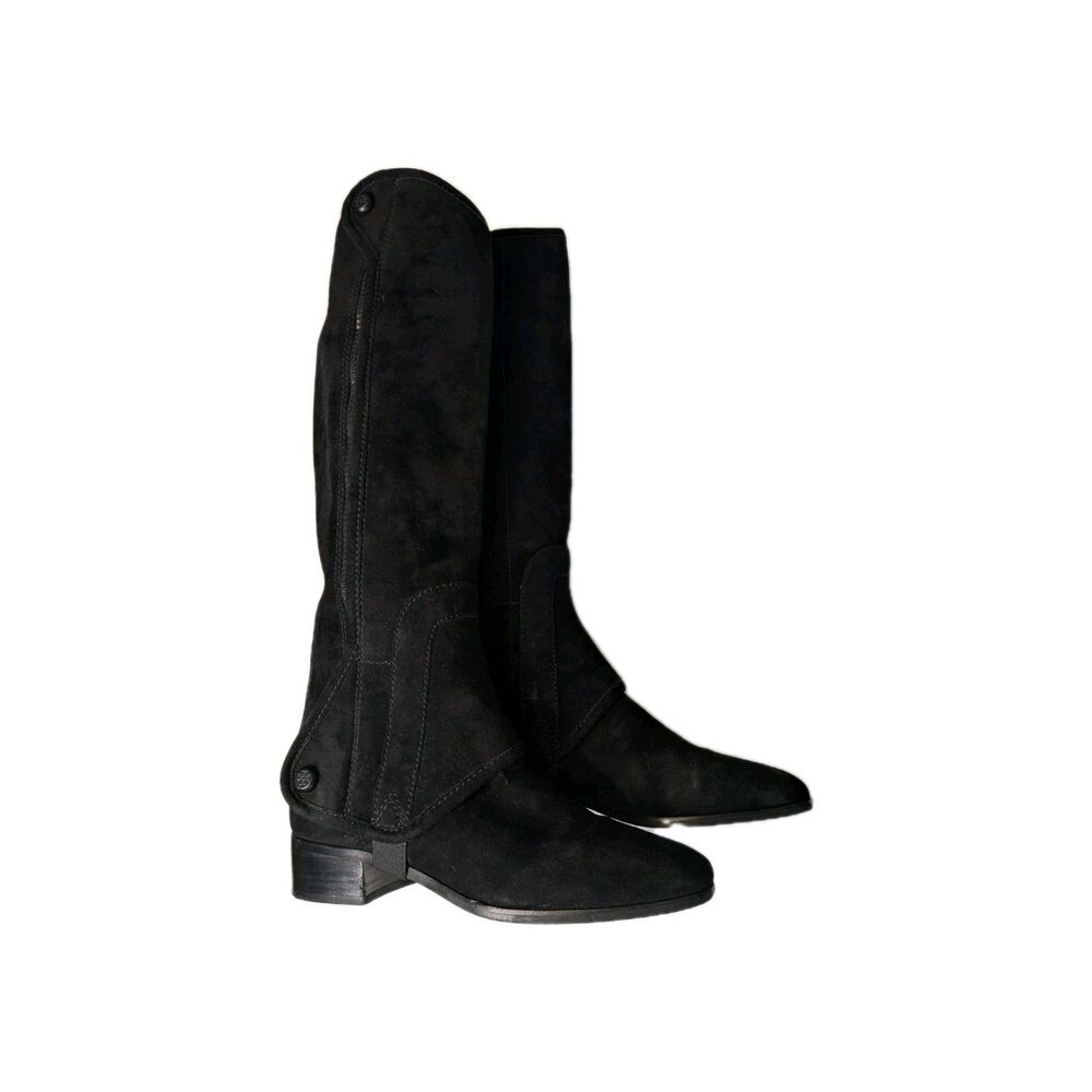 Tory Burch Milburn Convertible Riding Boots Womens 7 Black Leather Suede Knee Hi - Picture 3 of 16